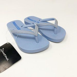 Ipanema Kids Size 10 Ana Metallic Light Blue Thong Flip Flop Sandals